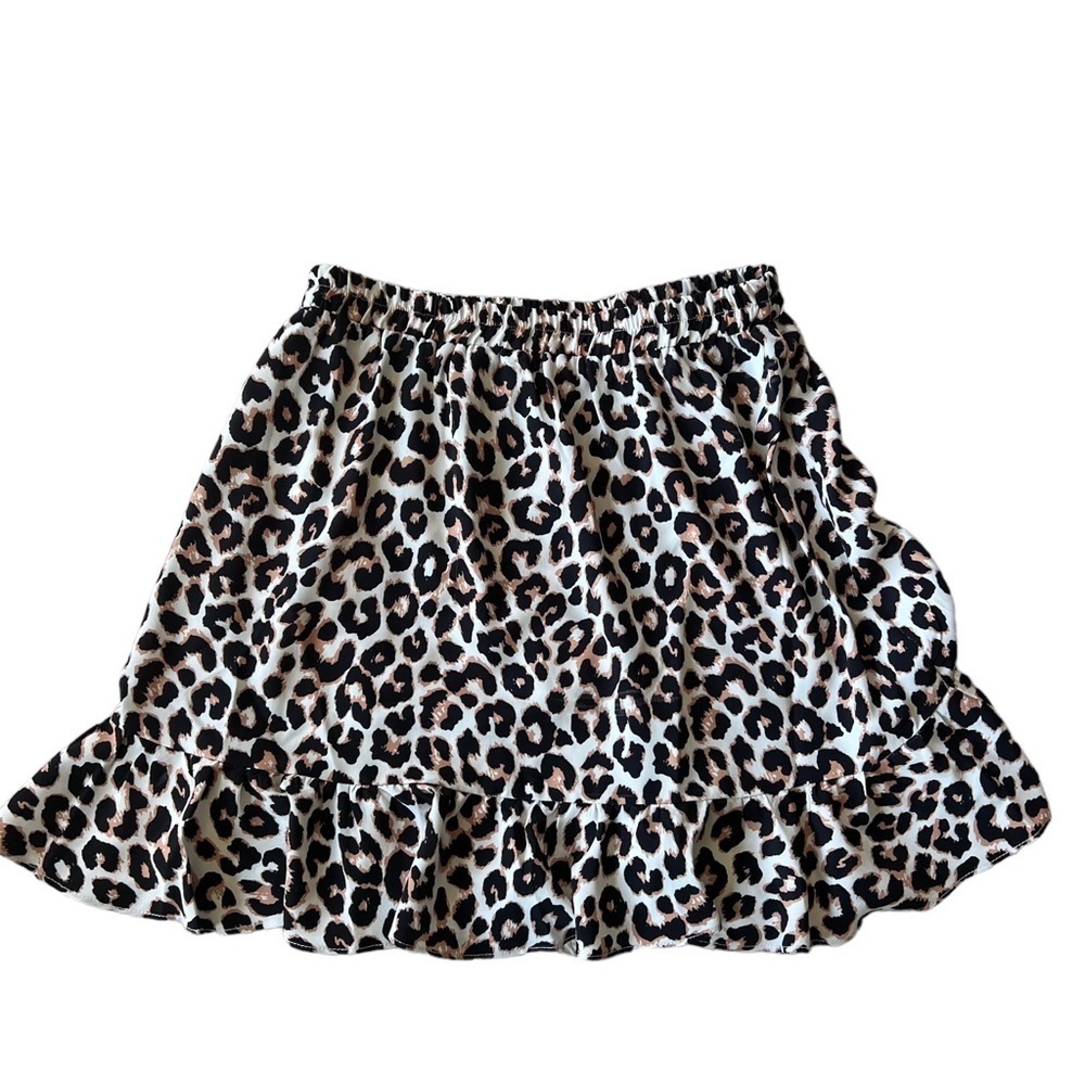 Princess Polly elastic waist animal print leopard ruffle mini skirt size 4